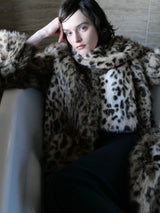 [ sample sale ] mink like leopard scarf long coat