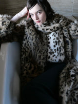 [ sample sale ] mink like leopard scarf long coat