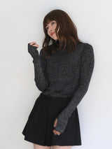 thumbhole glitter rib knit