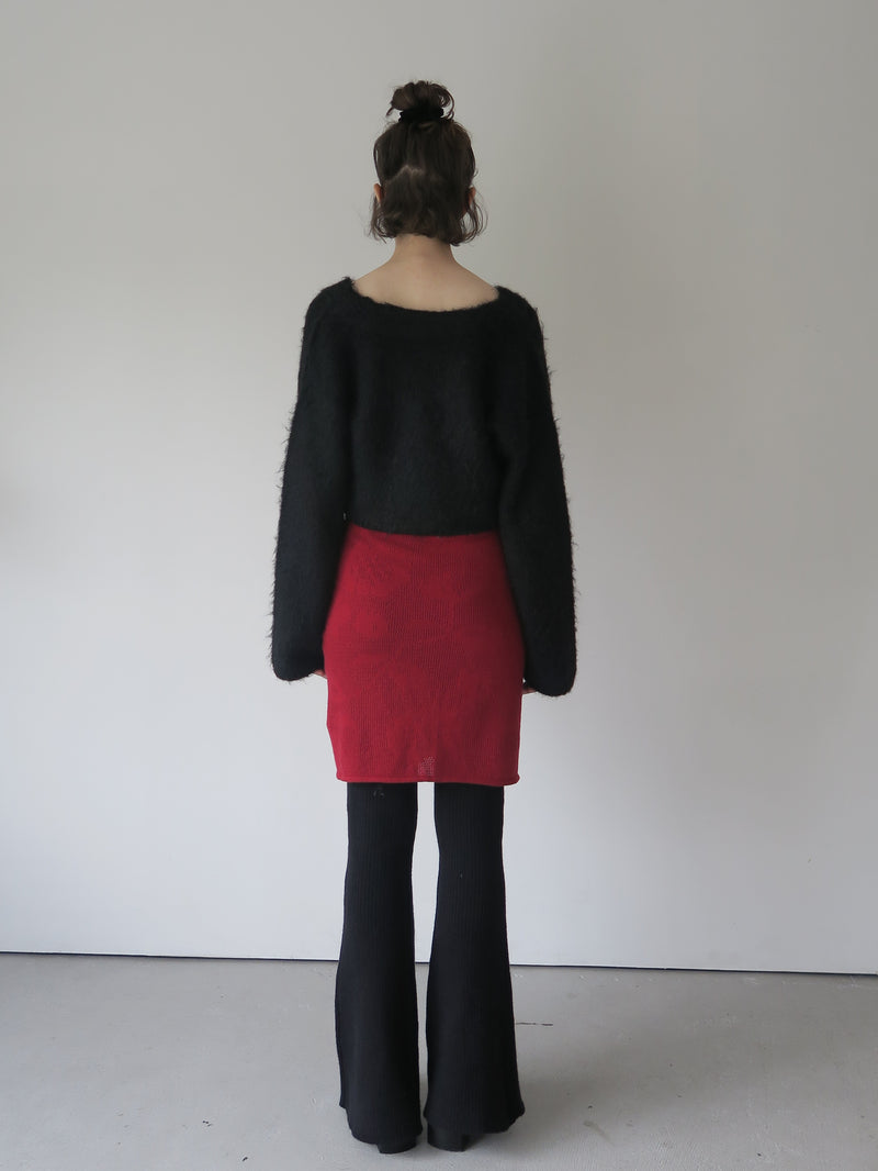 rib flare knit pants