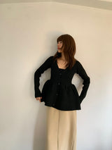 rib peplum cardigan