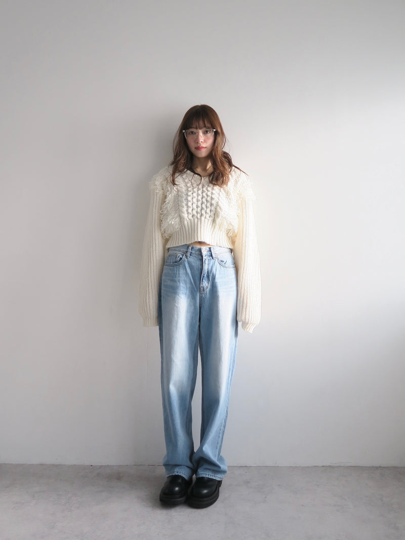 fringe cropped knit