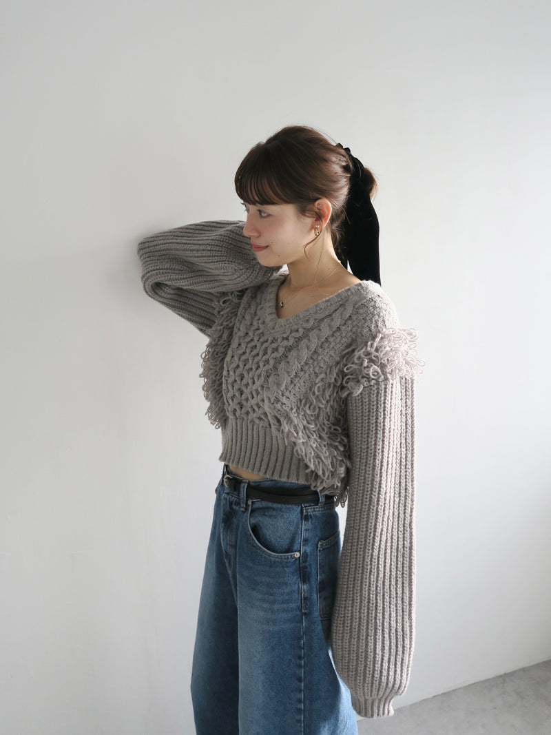 fringe cropped knit