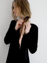 back ribbon velour dress