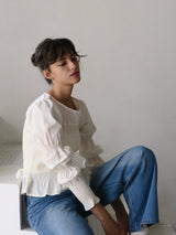 【阪急うめだ本店 POP UP】 onion gather design blouse（ivory）