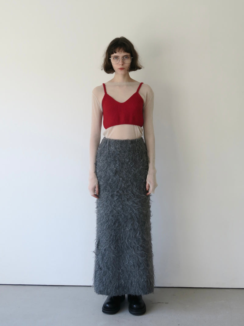 shaggy knit long skirt