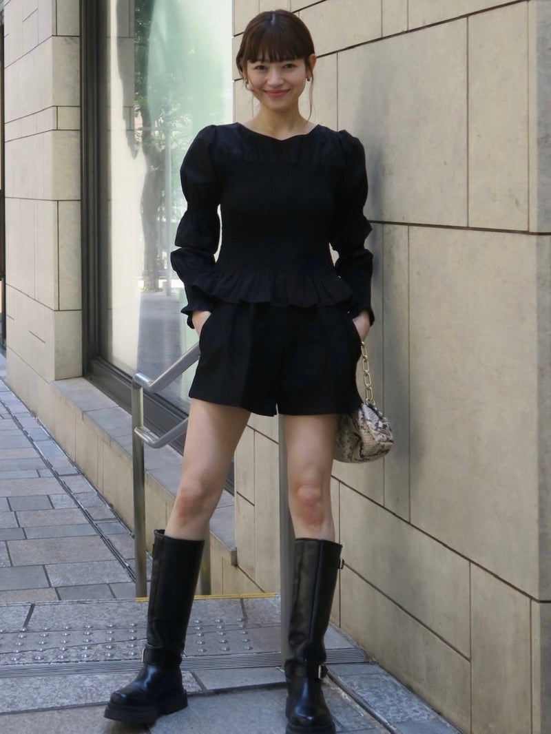 【阪急うめだ本店 POP UP】onion gather design blouse（black）