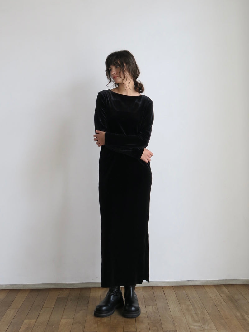 【阪急うめだ本店 POP UP】 back ribbon velour dress