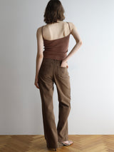 brown straight denim