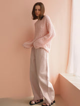 pink loose denim
