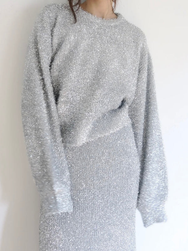 glitter crew neck knit