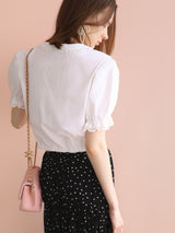 soft puff frill blouse