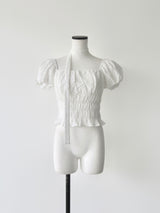 tie puff blouse