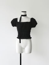 tie puff blouse