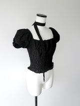 tie puff blouse