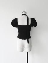 tie puff blouse