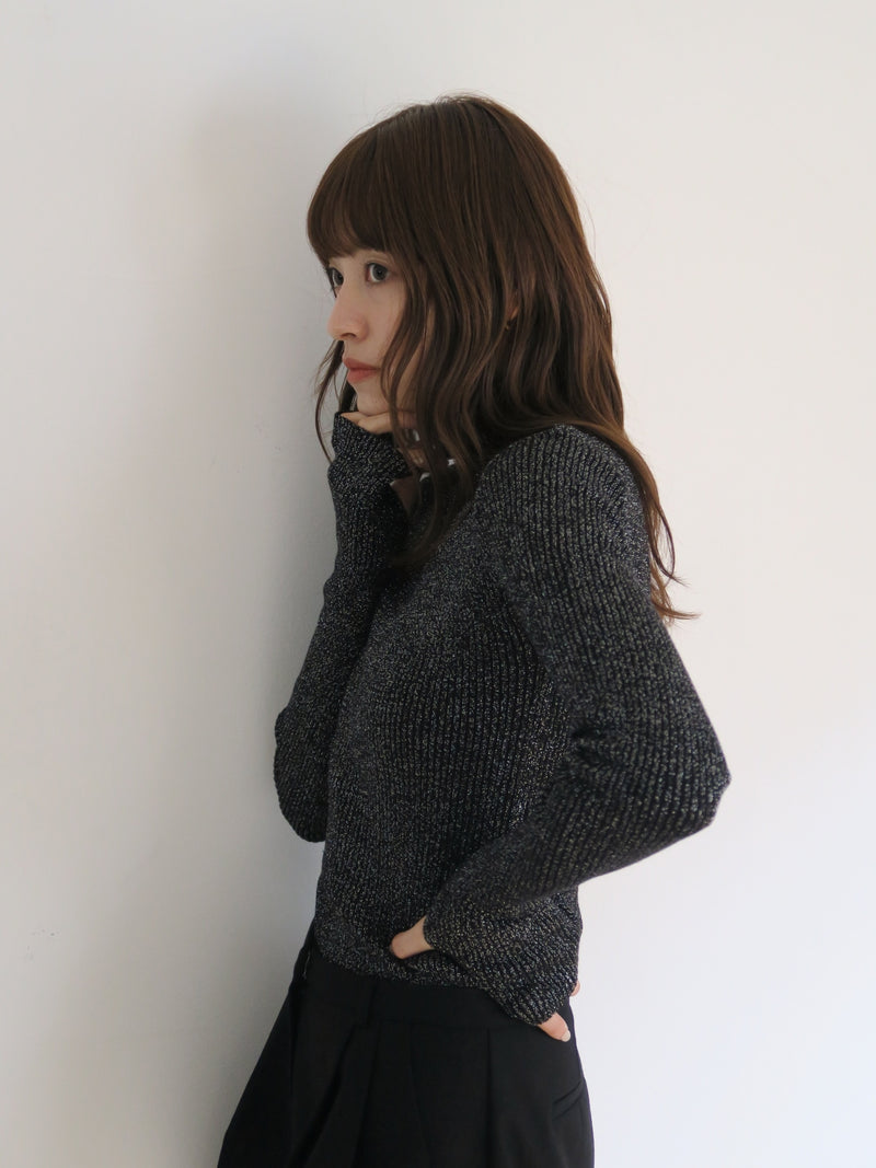 thumbhole glitter rib knit