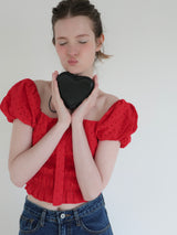 tie puff blouse