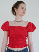 tie puff blouse