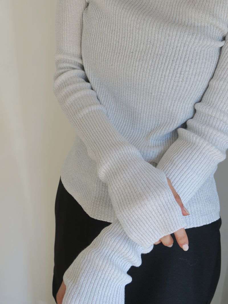 thumbhole glitter rib knit