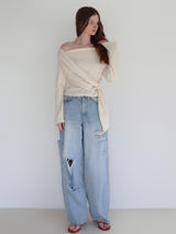 off shoulder drape tops