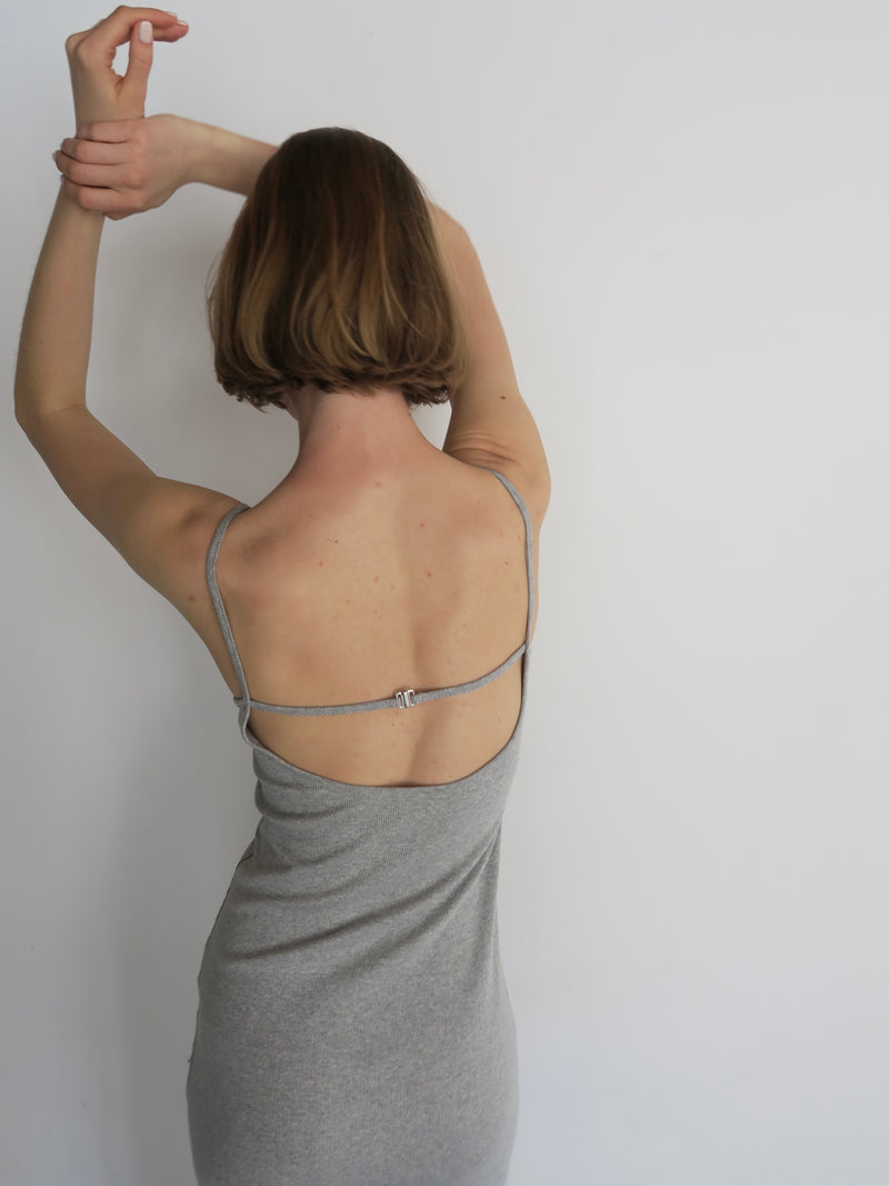 back open rib cami dress