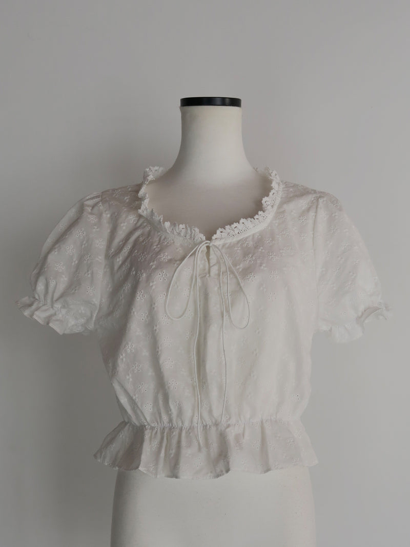 PUFF SLEEVE LACY BLOUSE