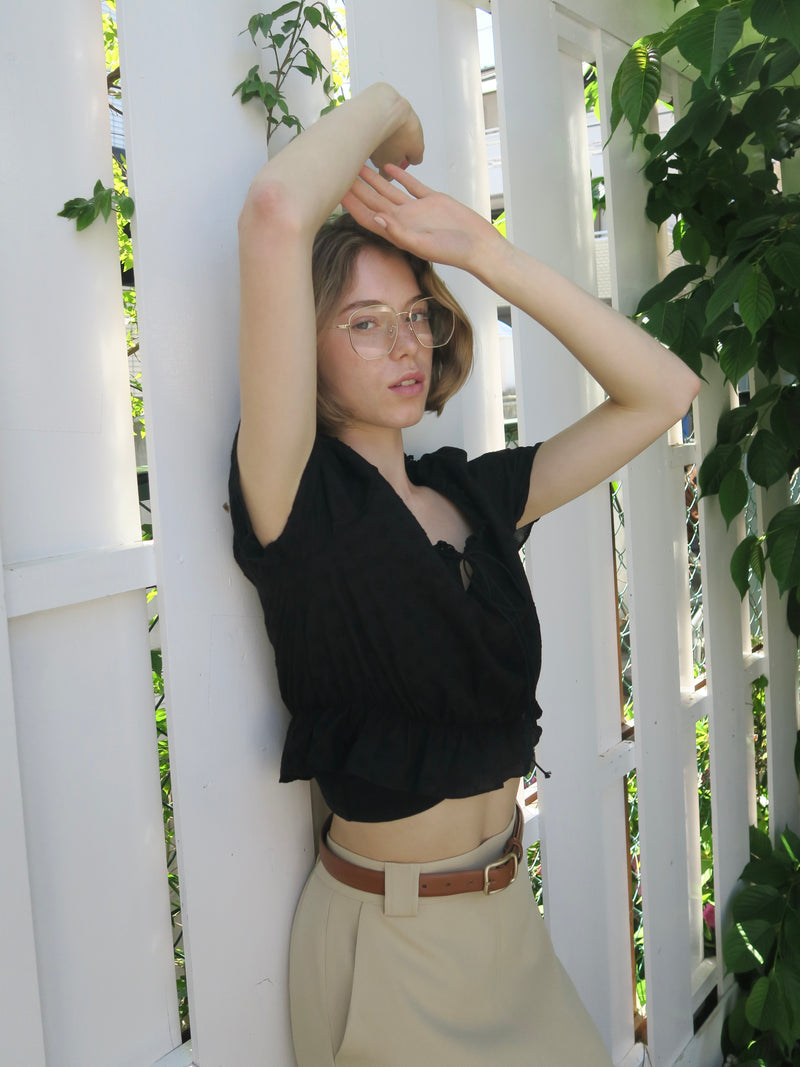 PUFF SLEEVE LACY BLOUSE