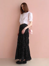 soft puff frill blouse