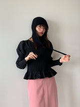 onion gather design blouse（black）