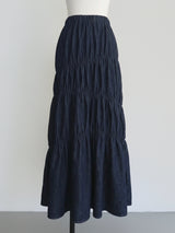 [ sample sale ] denim washer shirring skirt