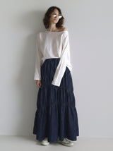 [ sample sale ] denim washer shirring skirt
