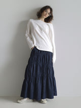 [ sample sale ] denim washer shirring skirt
