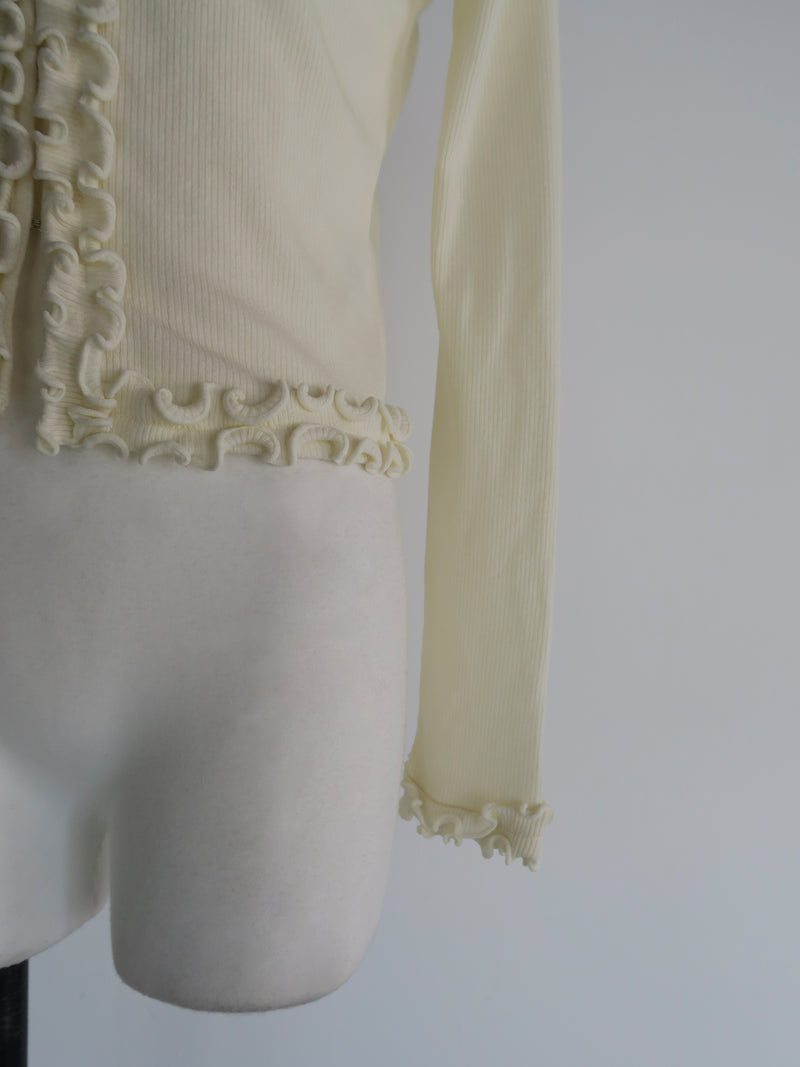 FRILLS TIGHT CARDIGAN