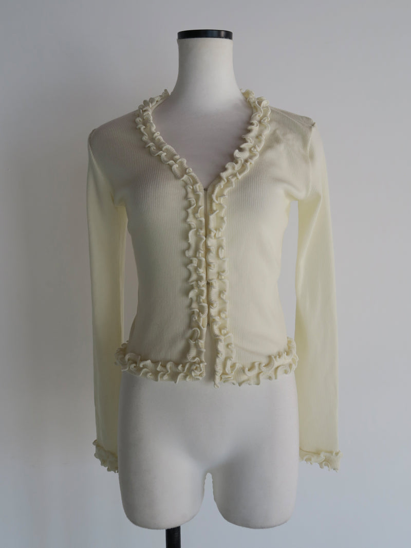 FRILLS TIGHT CARDIGAN