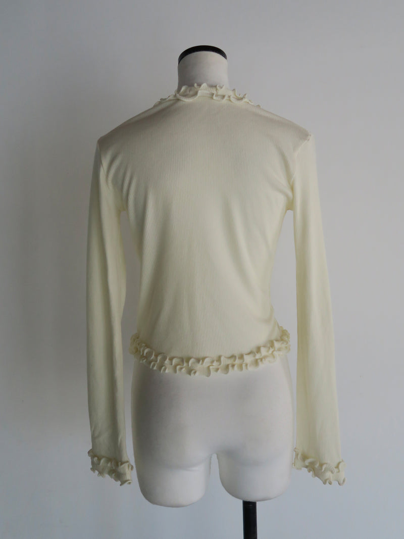FRILLS TIGHT CARDIGAN