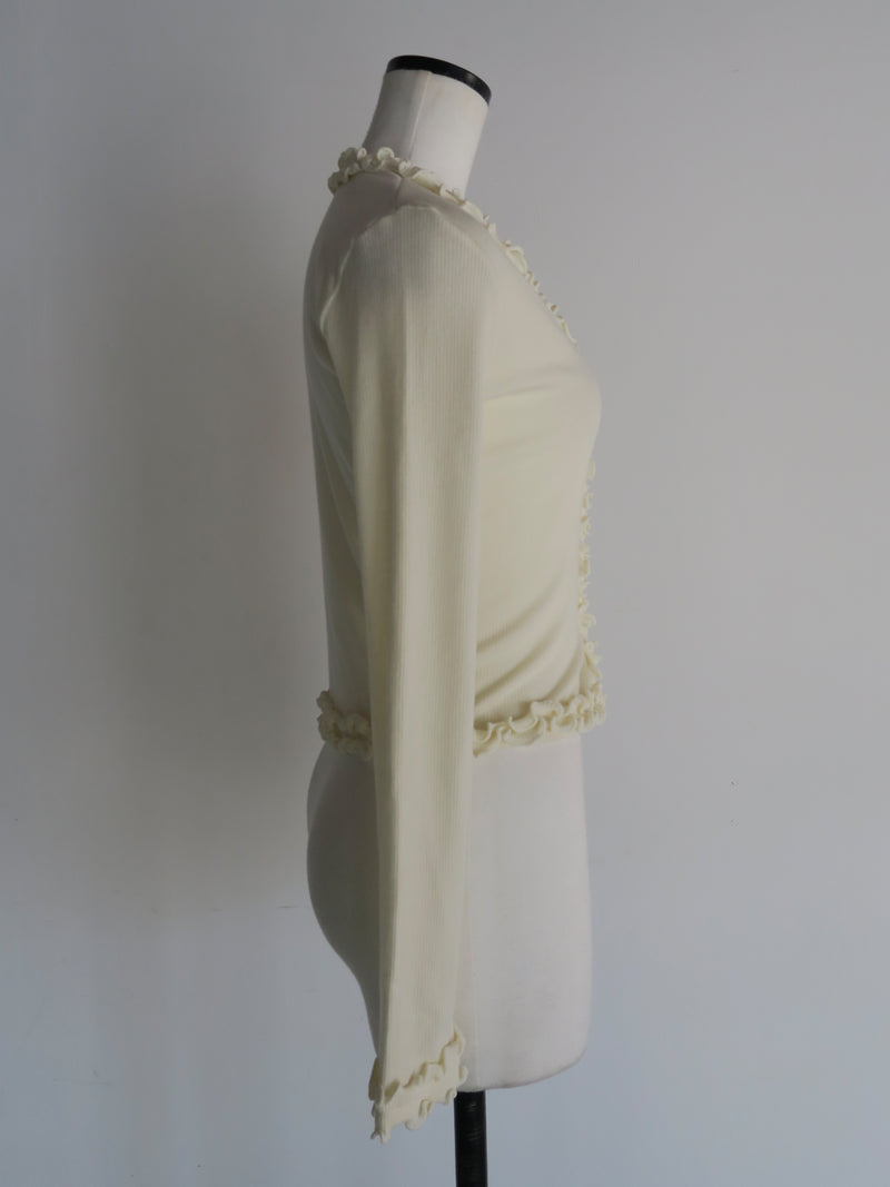 FRILLS TIGHT CARDIGAN