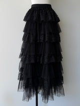 ruffle lace maxi skirt
