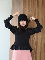 onion gather design blouse（black）