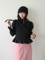 onion gather design blouse（black）