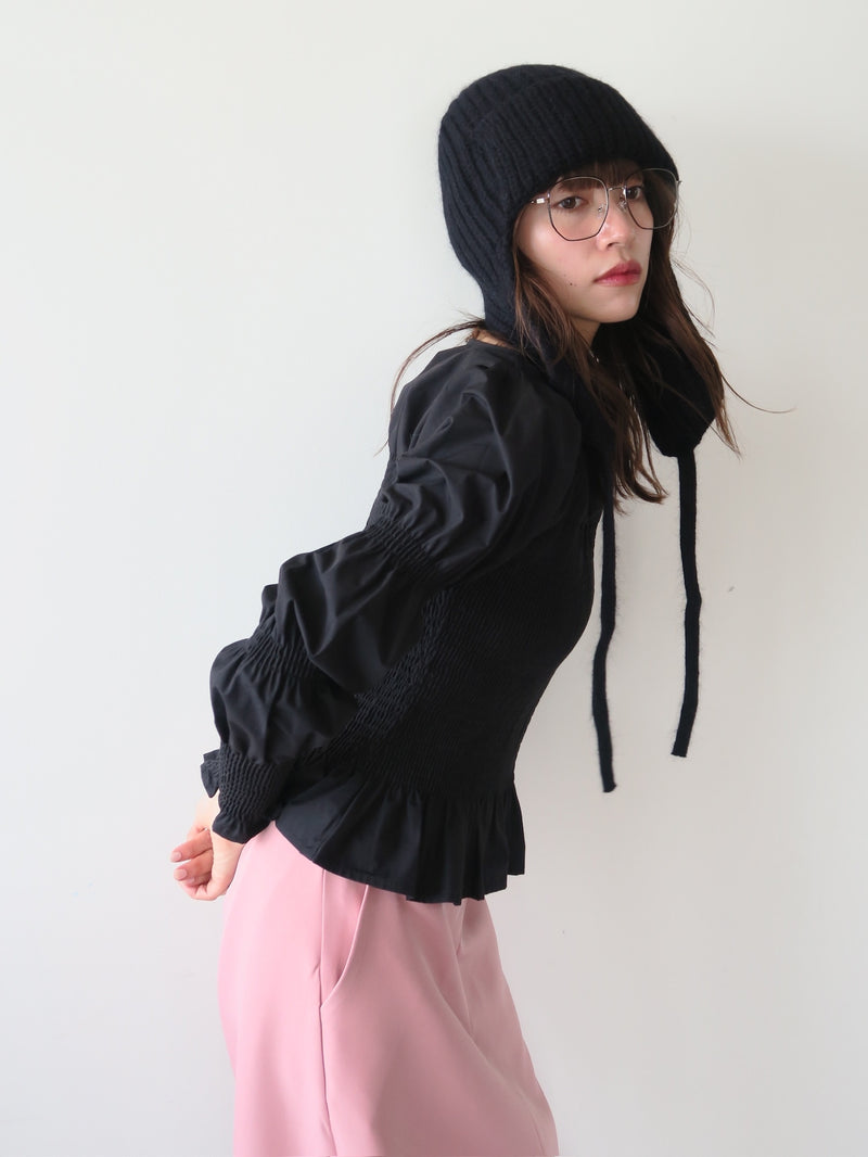 onion gather design blouse（black）