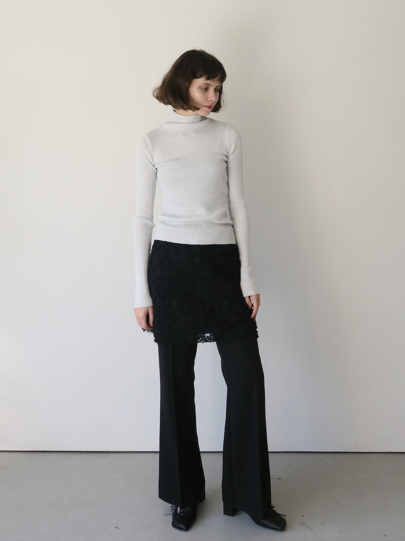 rib flare knit pants