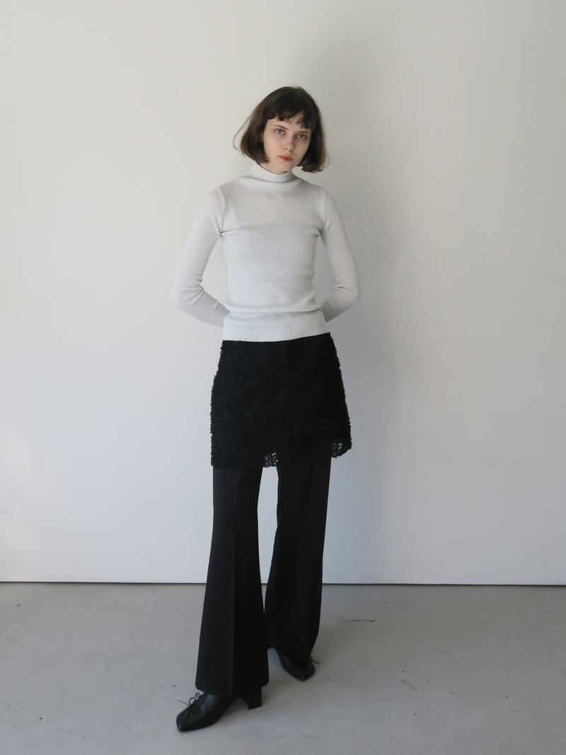 rib flare knit pants