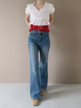PUFF SLEEVE LACY BLOUSE