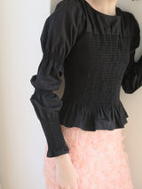 onion gather design blouse（black）