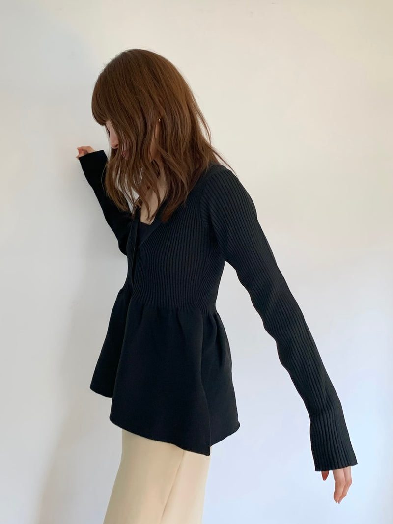 rib peplum cardigan